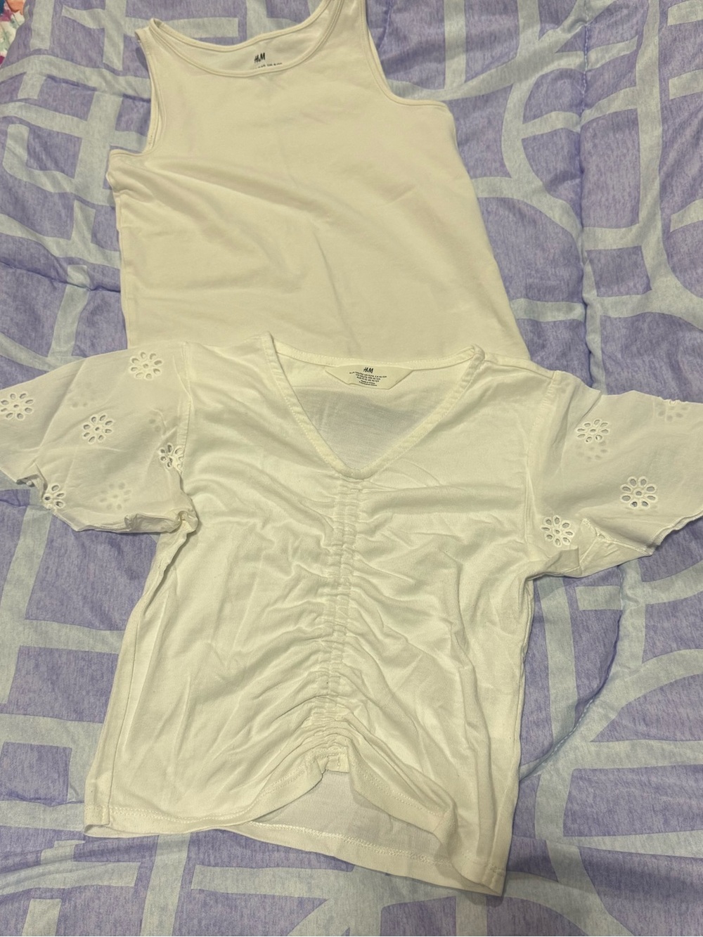 H&M White Two-Piece Tank and Eyelet Sleeve Top